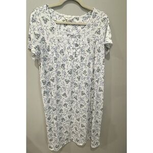 Laura Ashley Oh So Soft Blue White Floral Nightgown Size Medium NEW